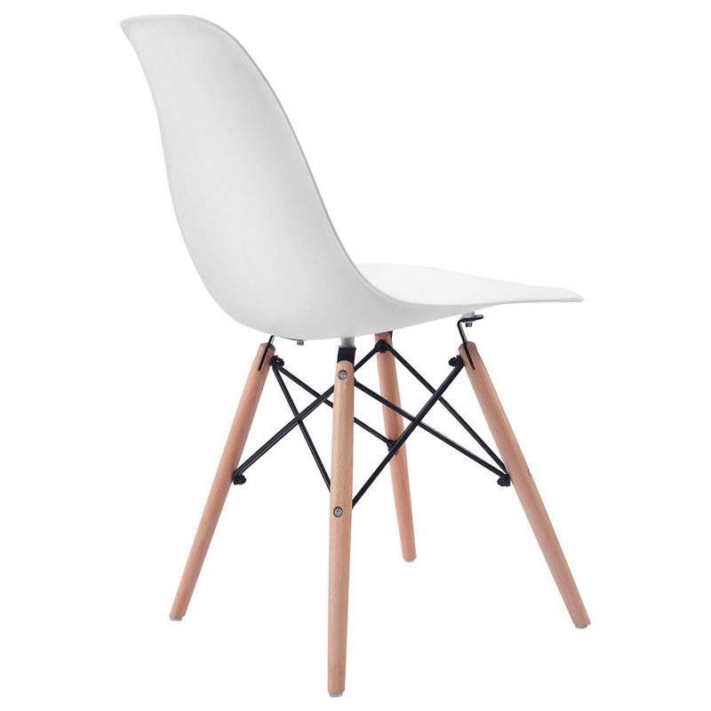 Costway Contemporary ABS and Wood Dining Side Chairs in White (Set of 4)