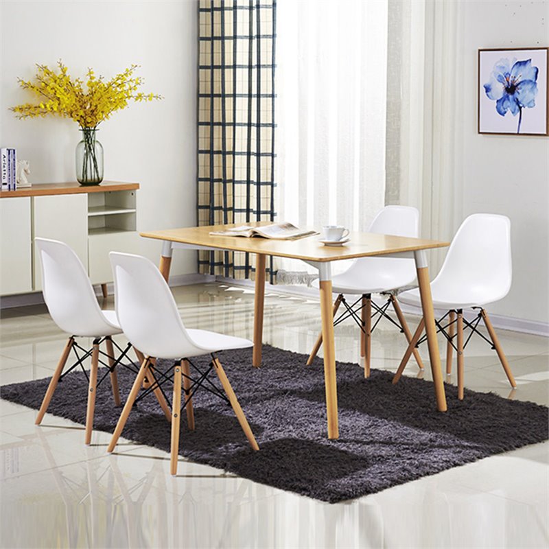 Costway Contemporary ABS and Wood Dining Side Chairs in White (Set of 4)