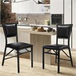 Costway Contemporary PU Leather Folding Chair in Black (Set of 2)