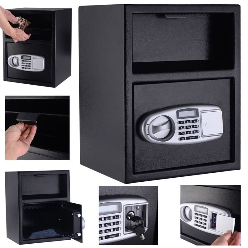 Costway Steel Metal Digital Safety Box Depository with Batteries in Black