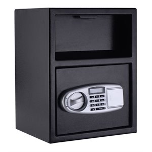 costway steel metal digital safety box depository with batteries in black