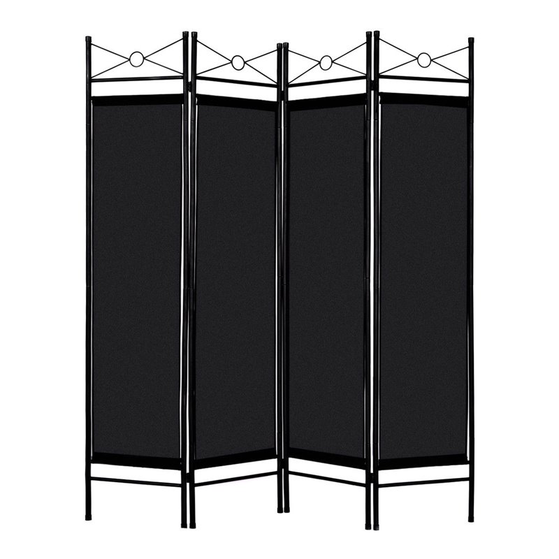 Costway 4 Panel Fabric and Metal Room Divider Privacy Screen in Black