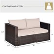 Costway 4 Pieces Rattan Patio Corner Sofa Sectional with Cushion in Beige