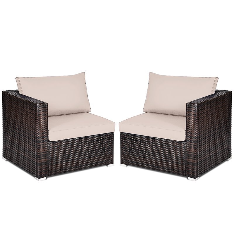 Costway 4 Pieces Rattan Patio Corner Sofa Sectional with Cushion in Beige