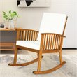 Costway 2 Pieces Acacia Wood Garden Lawn Rocking Chair with Cushion in Brown