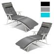 Costway 2 Pieces Outdoor Folding Chaise Lounge Chair with Cushion in Gray