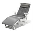 Costway 2 Pieces Outdoor Folding Chaise Lounge Chair with Cushion in Gray