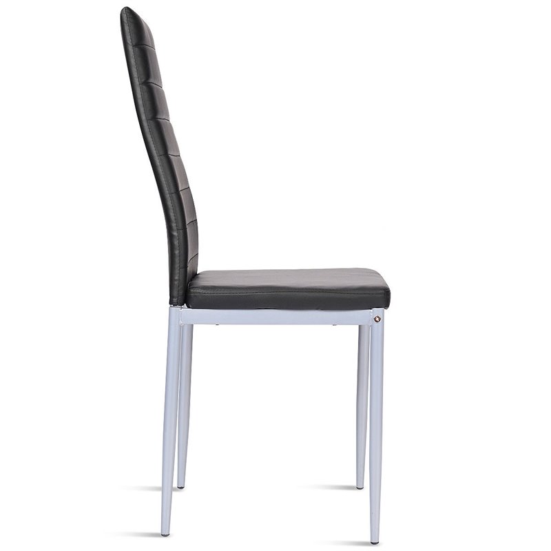 Costway Contemporary PU Leather and Steel Dining Side Chairs in Black (Set of 4)
