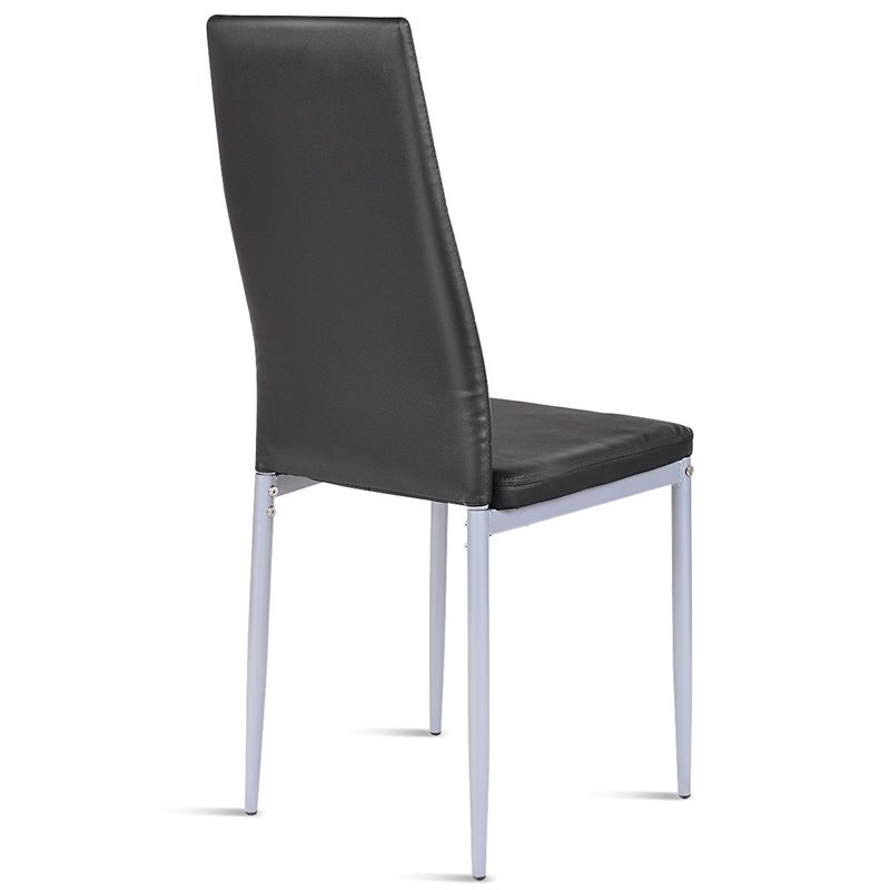 Costway Contemporary PU Leather and Steel Dining Side Chairs in Black (Set of 4)