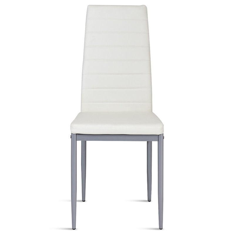 Costway Contemporary PU Leather and Steel Dining Side Chairs in White (Set of 4)
