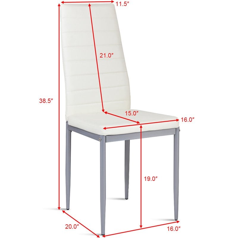 Costway Contemporary PU Leather and Steel Dining Side Chairs in White (Set of 4)