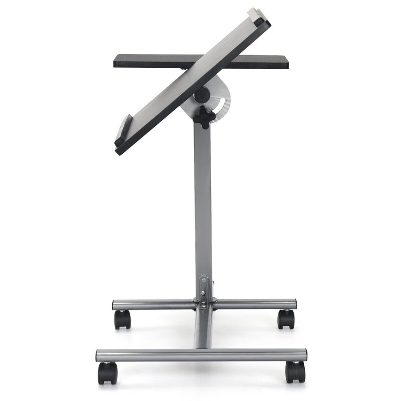 Costway Adjustable Angle & Height Rolling Laptop Desk Stand in Silver/Black