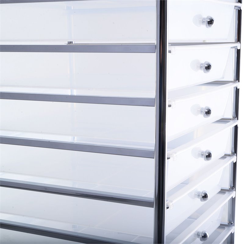 Costway Metal Scrapbook Paper Rolling Storage Cart with 10 Drawer in Clear