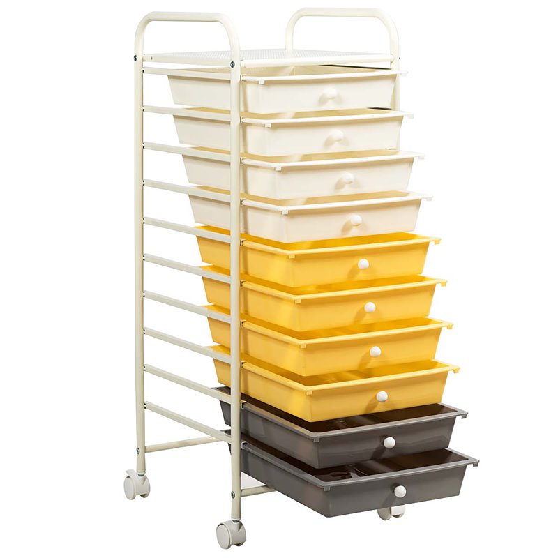 Costway Scrapbook Paper Rolling Storage Cart with 10 Drawer in Multi-Color