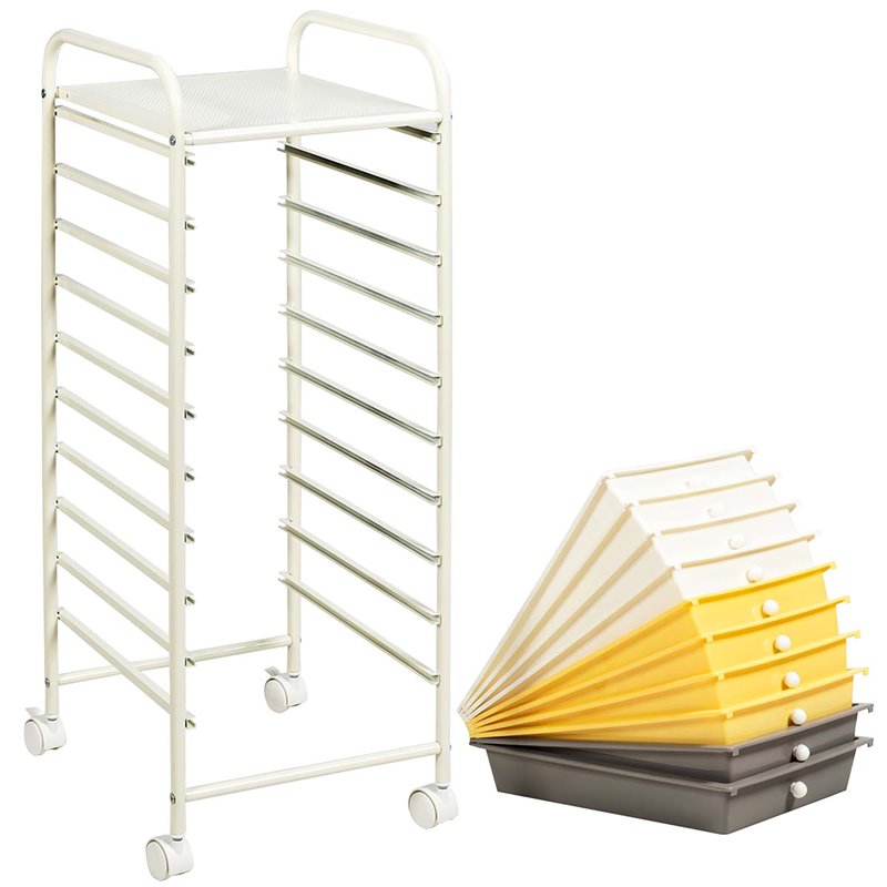 Costway Scrapbook Paper Rolling Storage Cart with 10 Drawer in Multi-Color