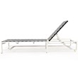 Costway 2 Pieces Metal Patio Lounge Chaise Chair with Wheel in Black/White