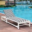 Costway 2 Pieces Metal Patio Lounge Chaise Chair with Wheel in Black/White
