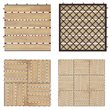 Costway 20 Pieces Stripe Pattern Wood Deck Patio Pavers in Brown