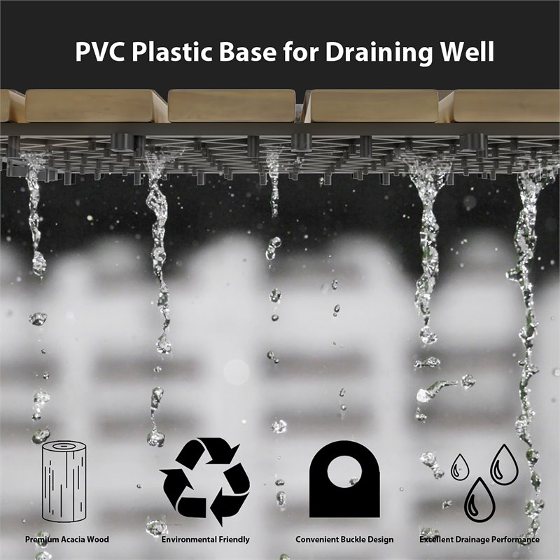 Costway 20 Pieces Stripe Pattern Wood Deck Patio Pavers in Brown