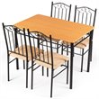 Costway 5 Pieces Wood Dining Set with Table and 4 Chairs in Black