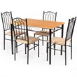 Costway 5 Pieces Wood Dining Set with Table and 4 Chairs in Black