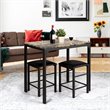 Costway 3 Pieces Wood Counter Height Dining Set with Table and 2 Stools in Brown