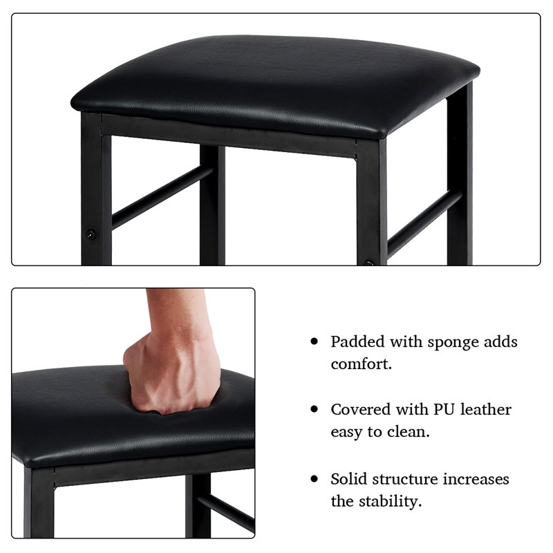 Costway 3 Pieces Wood Counter Height Dining Set with Table and 2 Stools in Brown