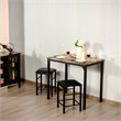 Costway 3 Pieces Wood Counter Height Dining Set with Table and 2 Stools in Brown