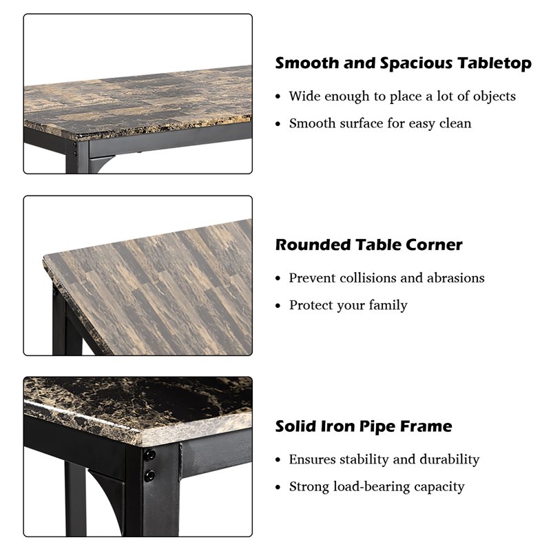 Costway 3 Pieces Wood Counter Height Dining Set with Table and 2 Stools in Brown