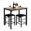 Costway 3 Pieces Wood Counter Height Dining Set with Table and 2 Stools in Brown