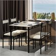 Costway 5 Pieces Wood Dining Set with Table and 4 Chairs in Gray