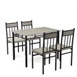 Costway 5 Pieces Wood Dining Set with Table and 4 Chairs in Gray
