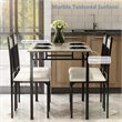 Costway 5 Pieces Wood Dining Set with Table and 4 Chairs in Gray