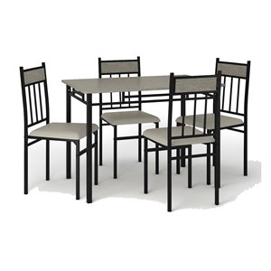Costway 5 Pieces Wood Dining Set with Table and 4 Chairs in Gray