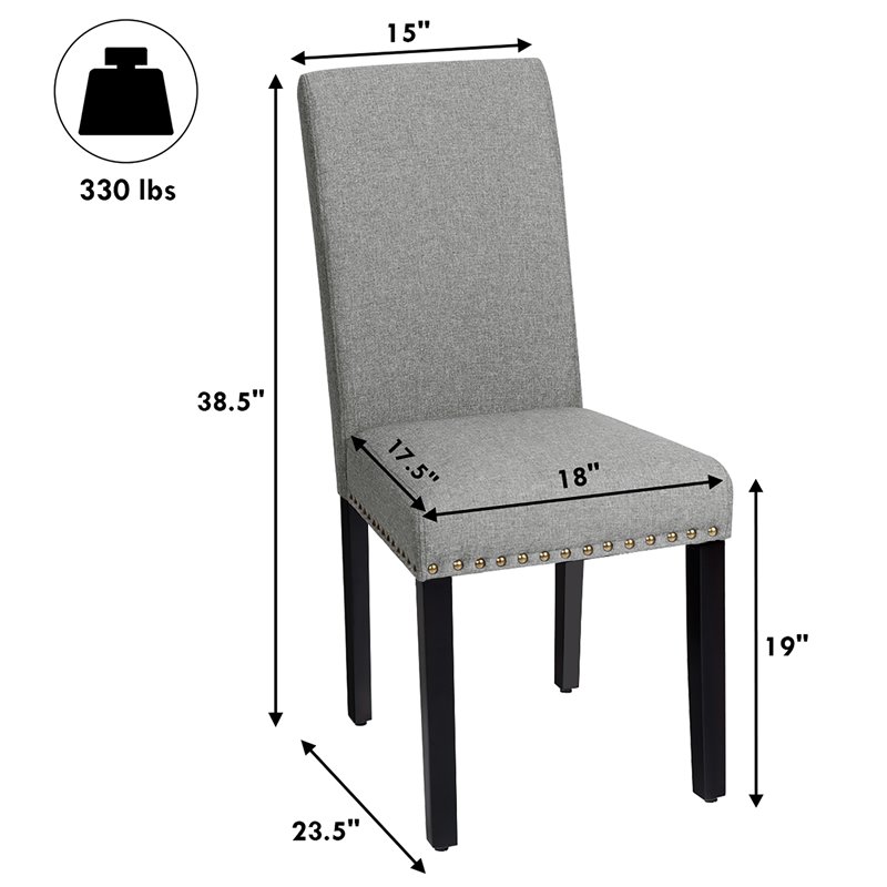 Costway Wood and Fabric Dining Chair with Nailhead Trim in Light Gray (Set of 4)