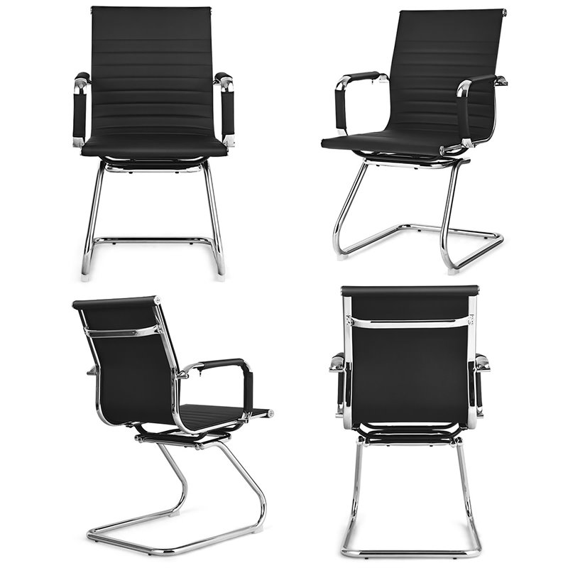 Costway Contemporary Polyurethane Office Chairs in Black (Set of 4)