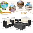 Costway 8 Pieces Rattan Patio Furniture Set with Cushion in Off White Black