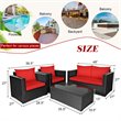 Costway 8 Pieces Rattan Patio Furniture Set with Cushion in Black/Red