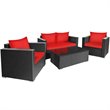 Costway 8 Pieces Rattan Patio Furniture Set with Cushion in Black/Red