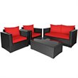 Costway 8 Pieces Rattan Patio Furniture Set with Cushion in Black/Red