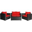 Costway 8 Pieces Rattan Patio Furniture Set with Cushion in Black/Red
