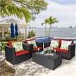 Costway 8 Pieces Rattan Patio Furniture Set with Cushion in Black/Red