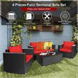 Costway 8 Pieces Rattan Patio Furniture Set with Cushion in Black/Red