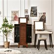 Costway Contemporary MDF and Glass Jewelry Cabinet with 6 Drawers in Walnut