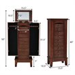 Costway Contemporary MDF and Glass Jewelry Cabinet with 6 Drawers in Walnut