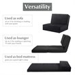 Costway Convertible Fold Down Chair Flip Out Lounger Sleeper Bed in Black