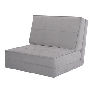 costway convertible fold down chair flip out lounger sleeper bed in silver/gray
