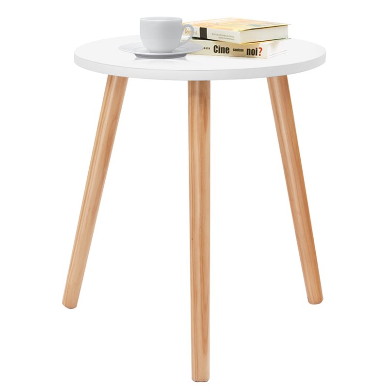 Costway Contemporary MDF and Beech Wood Coffee Tea Side Sofa Table in White