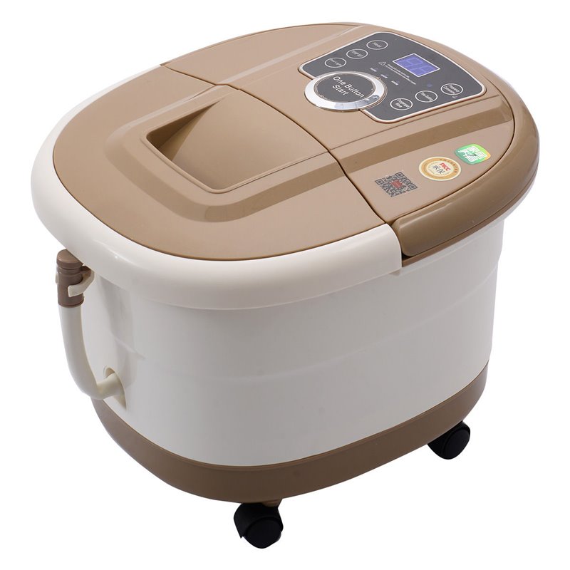 Costway Portable Foot Spa Bath Massager with Bubble/Heat LED Display in Yellow