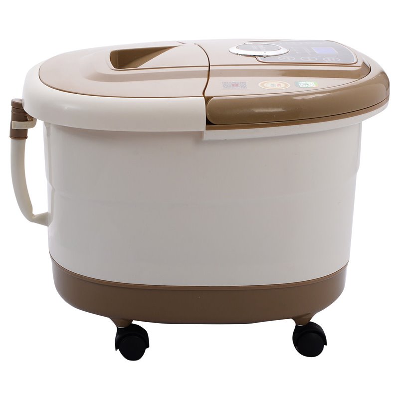 Costway Portable Foot Spa Bath Massager with Bubble/Heat LED Display in Yellow